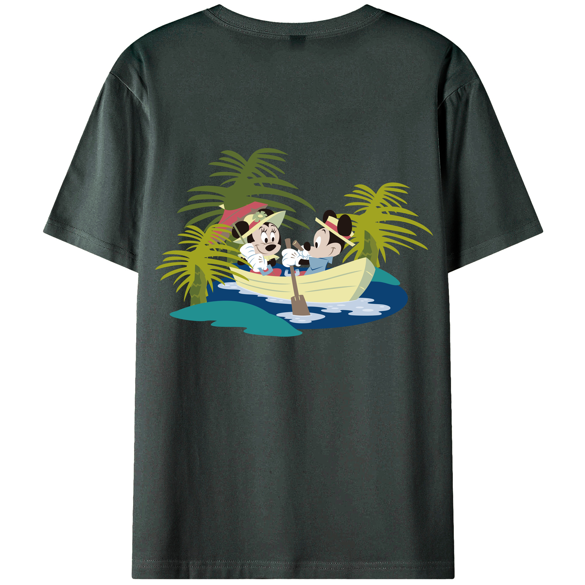 ミッキーマウス Mickey Mouse 綿100％ メンズ半袖Tシャツ（バックプリント） 通気性